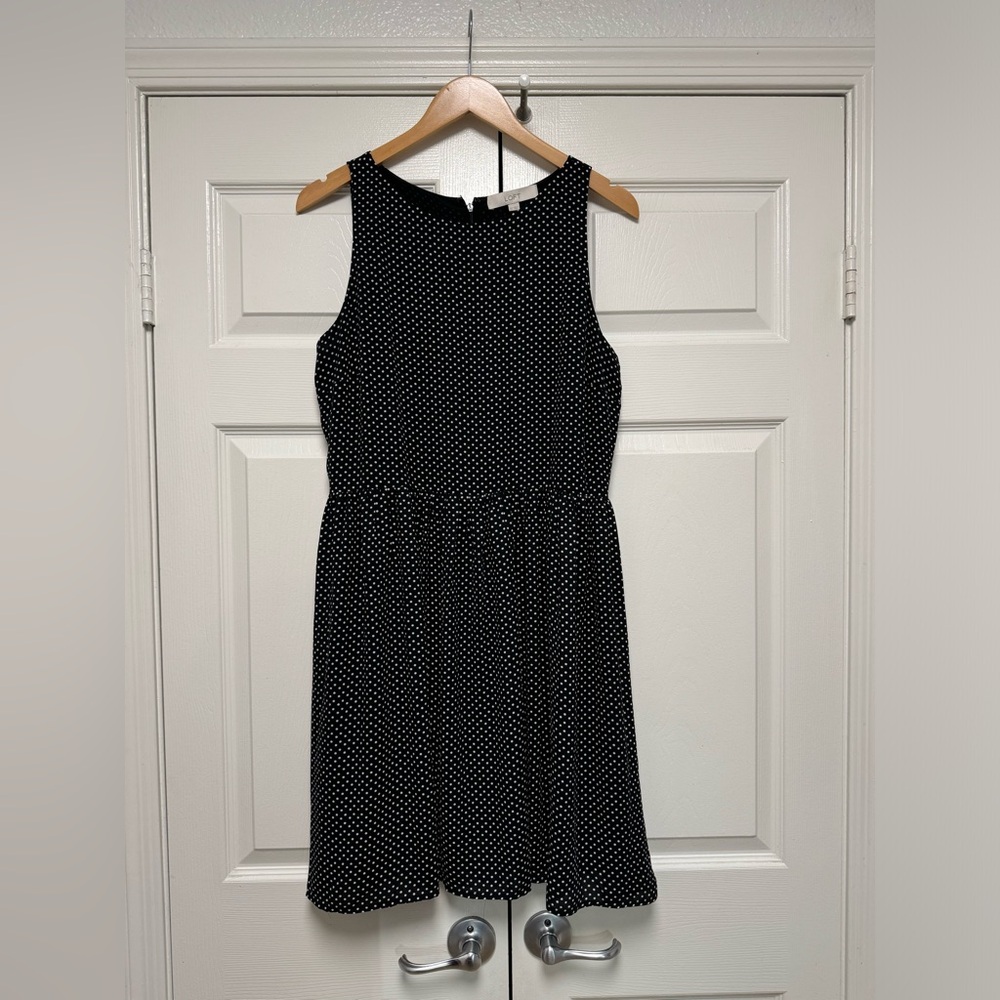 LOFT Size 12 black polka dot dress